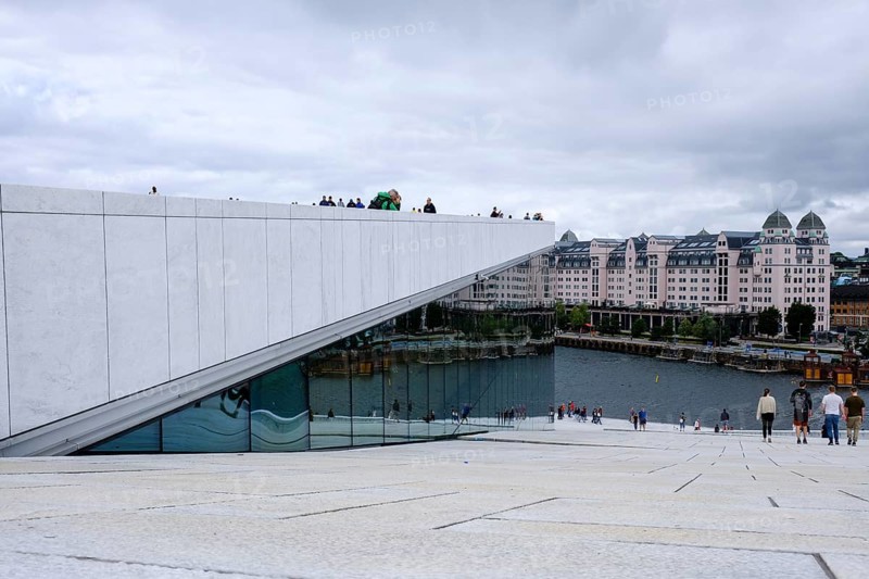 Sloping marble staircase to the roof of the Oslo Opera House, Operahuset Oslo