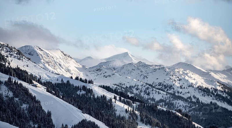 View of the Grossvenediger, Alps in winter with snow-covered mountains