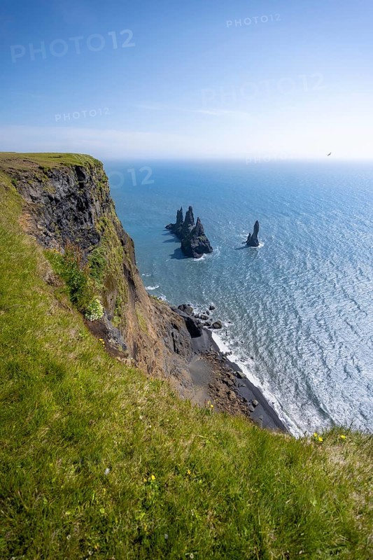 Cliff, rock Reynisdrangar in the water