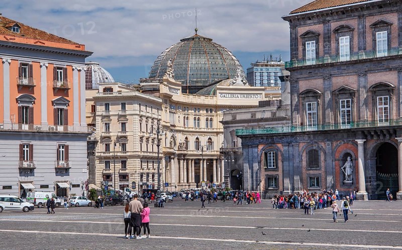 Piazza del Plebiscito with the Galleria Umberto I with dome, Naples