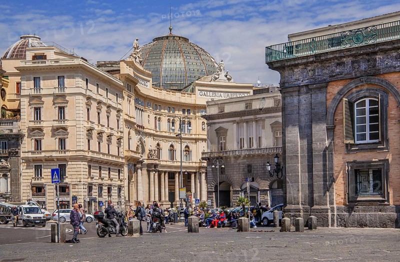 Piazza del Plebiscito with the Galleria Umberto I with dome, Naples