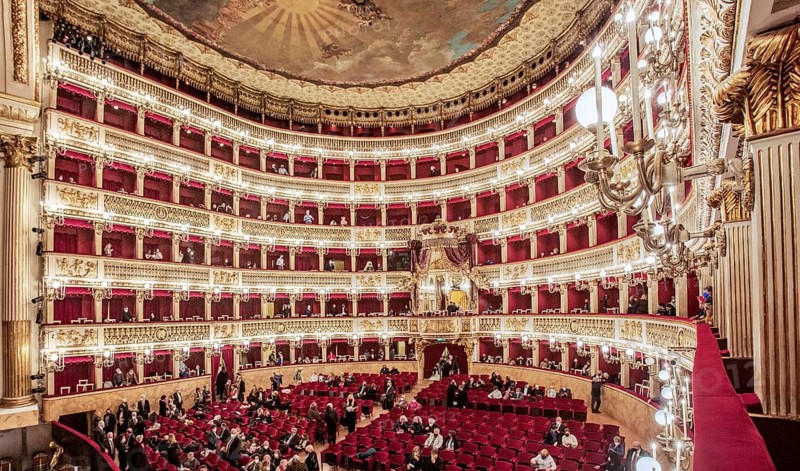 Auditorium with royal box in the opera house Real Teatro di San Carlo, Naples