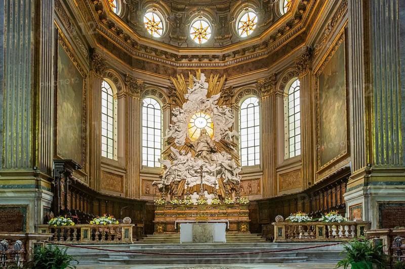 Altar room of the cathedral in the old town, Naples