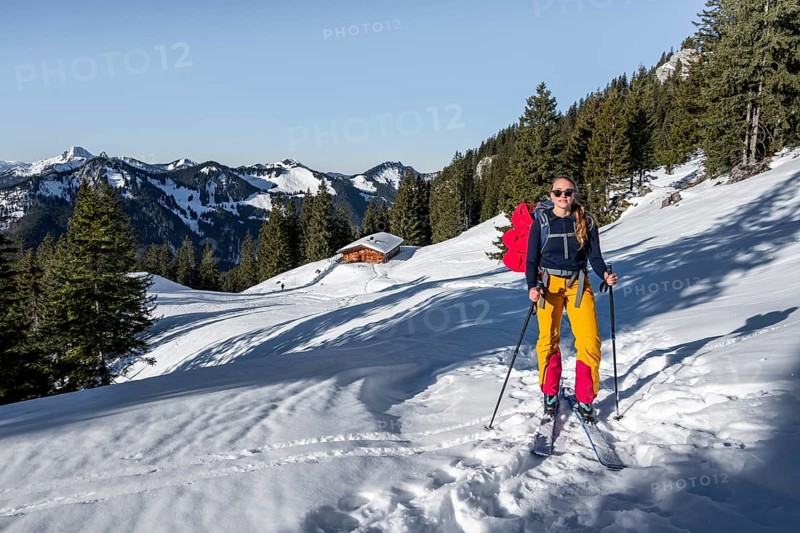 Ski tourers on their way to the Rotwand, mountains in winter