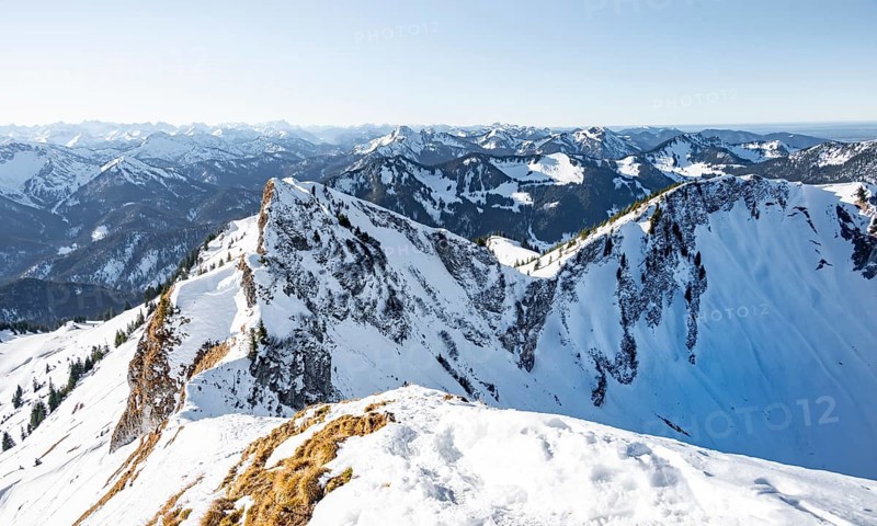 Snow-covered Rotwand, mountains in winter
