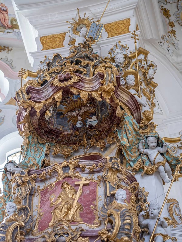Pulpit in the pilgrimage church of the Flagellated Saviour on the Wies, Wieskirche