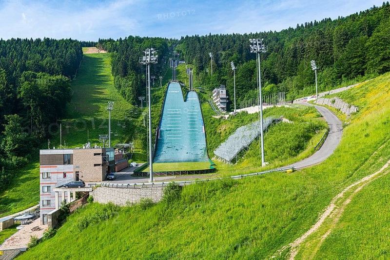 Ski jumping area, highest mountain peak Jested