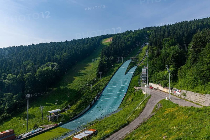 Ski jumping area, highest mountain peak Jested