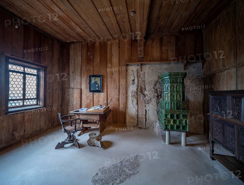 Luther Room at Wartburg Castle. The reformer Martin Luther 1483-1546 stayed at Wartburg Castle 1521-1522 as Junker Joerg and translated the New Testament into German there, Eisenach