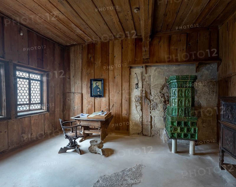 Luther Room at Wartburg Castle. The reformer Martin Luther 1483-1546 stayed at Wartburg Castle 1521-1522 as Junker Joerg and translated the New Testament into German there, Eisenach