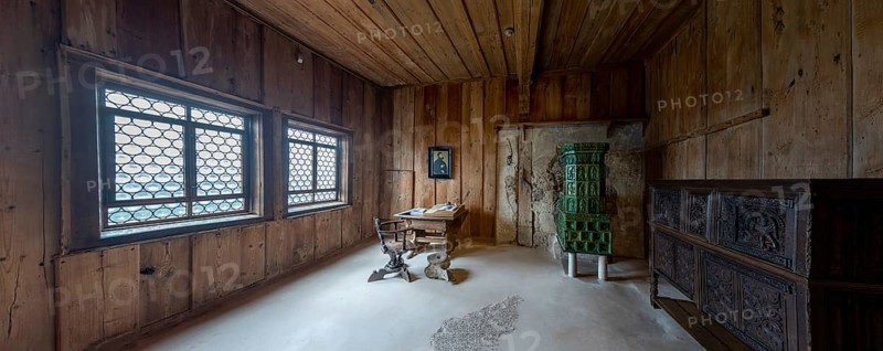 Luther Room in the Wartburg. The reformer Martin Luther 1483-1546 stayed at Wartburg Castle 1521-1522 as Junker Joerg and translated the New Testament into German there, Eisenach