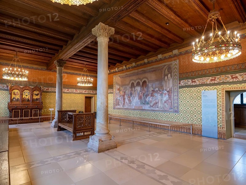 Wartburg, Singers' Hall with Singer's War fresco by Moritz von Schwind r. Eisenach