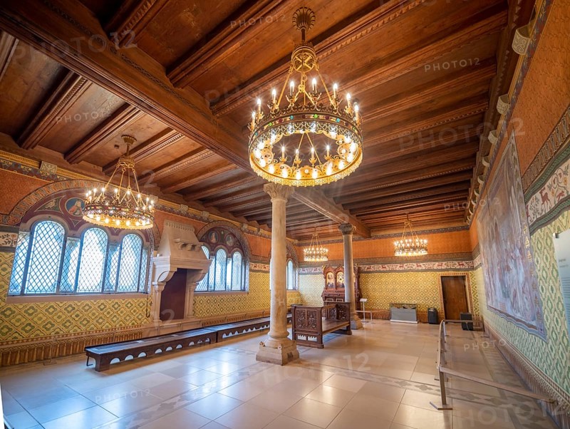 Wartburg, Singers' Hall with Singer's War fresco by Moritz von Schwind r. Eisenach