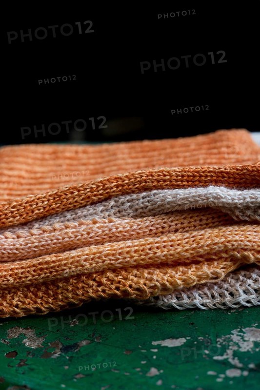 Handwork, knitted wool blanket for a baby