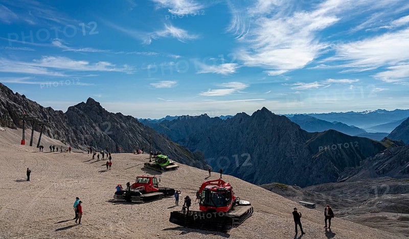 Snowcats on the summit of the Zugspitze, Garmisch-Partenkirchen