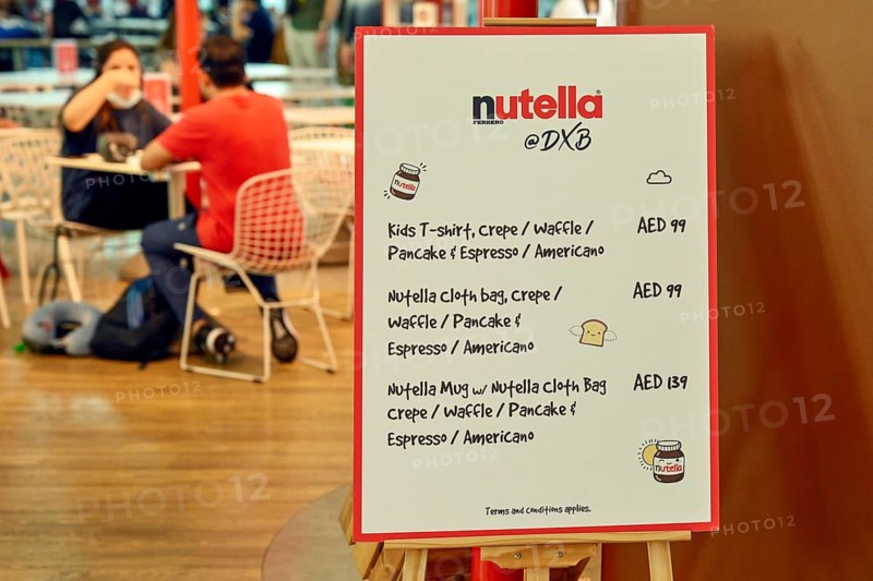 Nutella Shop Menu Price List, Dubai