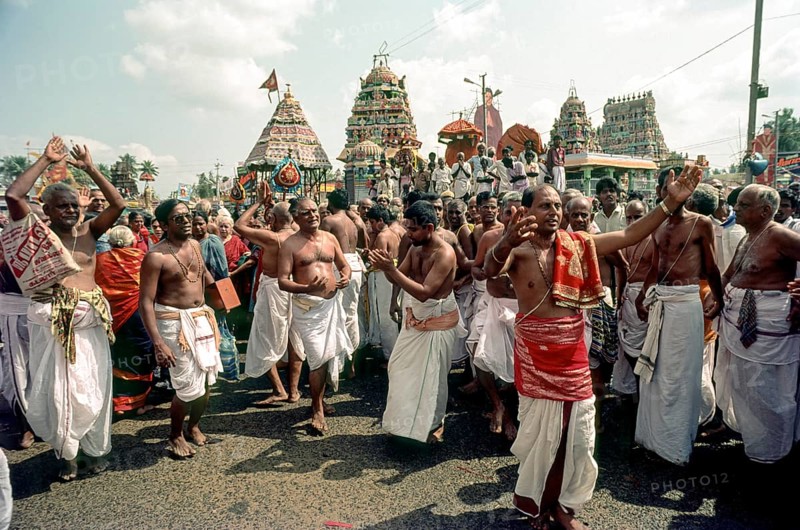 Procession of the bhajan troupe procession around Mahamakham tank during Mahamakham Mahamaham Mahamagam festival in Kumbakonam, Tamil Nadu
