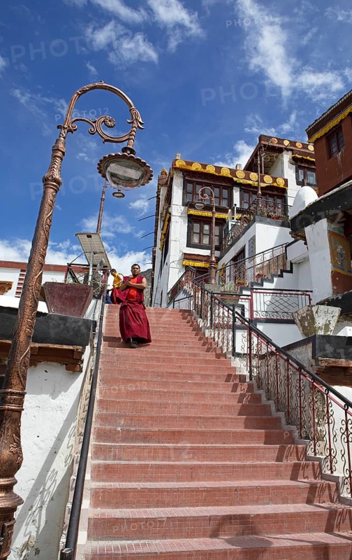 Stairs at Diskit Monastery or Deskit Gompa, Hunder