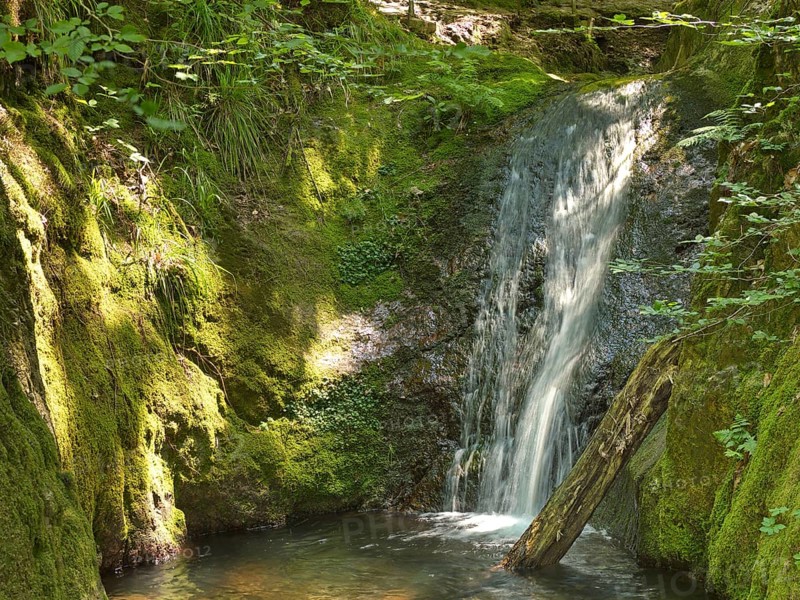 Edelfrauengrab waterfall of the Gottschlag stream in the Black Forest National Park near Ottenhoefen, Edelfrauengrab waterfalls