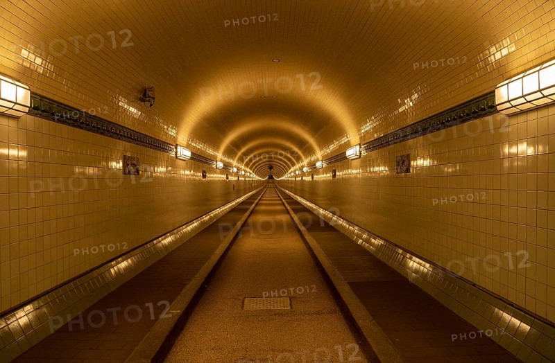 Elbtunnel Hamburg at night,
