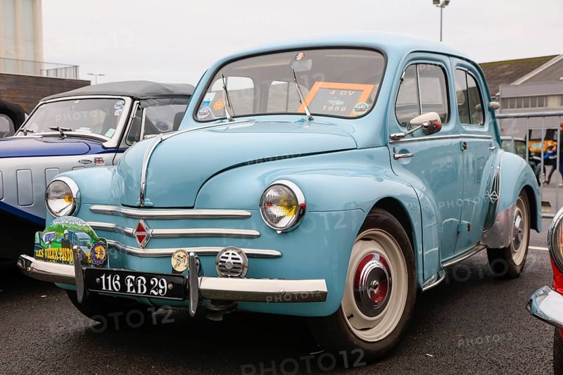 Vintage Renault 4CV from 1958 at a classic car meeting in Landernau, Departement Finistere Penn-ar-Bed