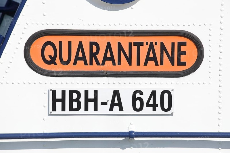 Quarantine lettering on a ship's wall, Bremerhaven