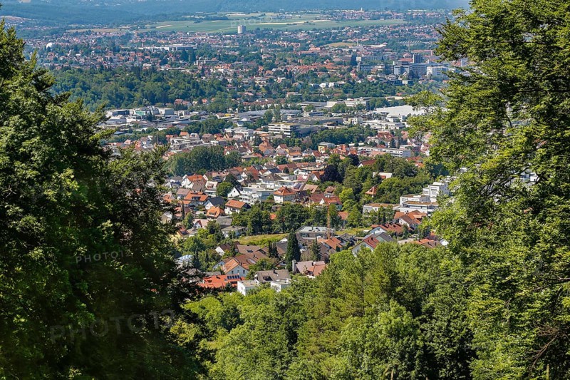 Pfullinger Sagenweg, view of the town of Pfullingen