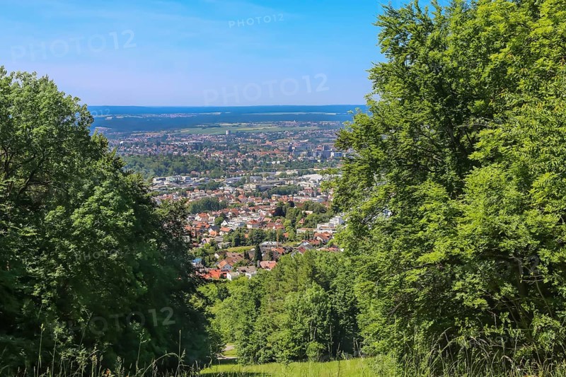 Pfullinger Sagenweg, view of the town of Pfullingen