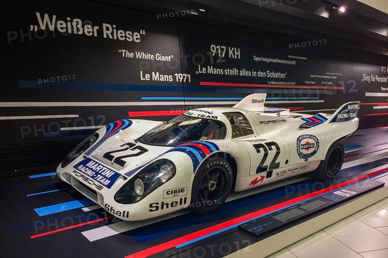 Historic racing car Porsche 917 No. 22 with magnesium cage of racing driver lawyer Dr. Helmut Marko Gijs van Lennep, overall winner 1st place at 24h 24 hours of Le Mans 1971