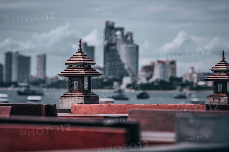 Boats and ships and hotels as seen from the Beer Garden in Central Pattaya Beach, Pattaya City