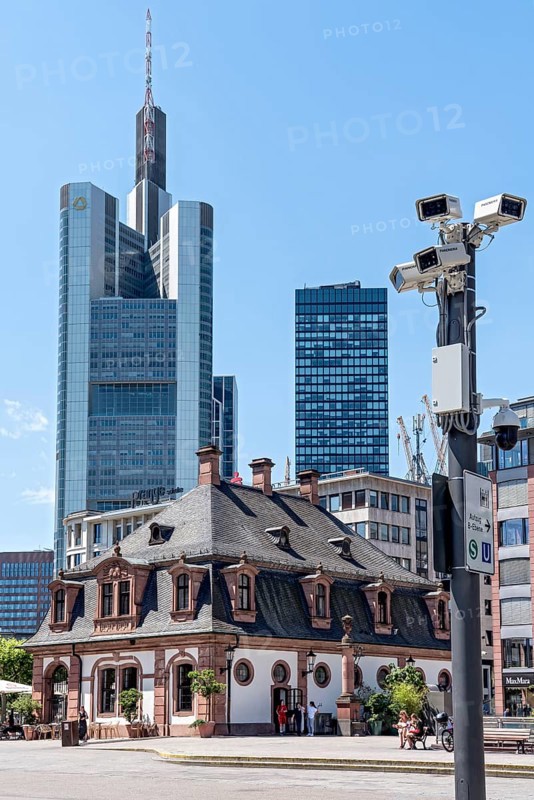 Baroque guardhouse Hauptwache, surveillance cameras in public spaces