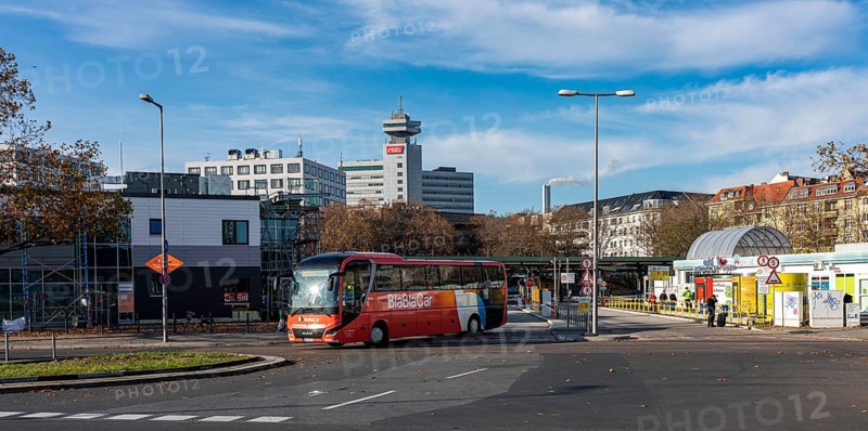 Coach at the exit of the bus station at Messedamm, Berlin
