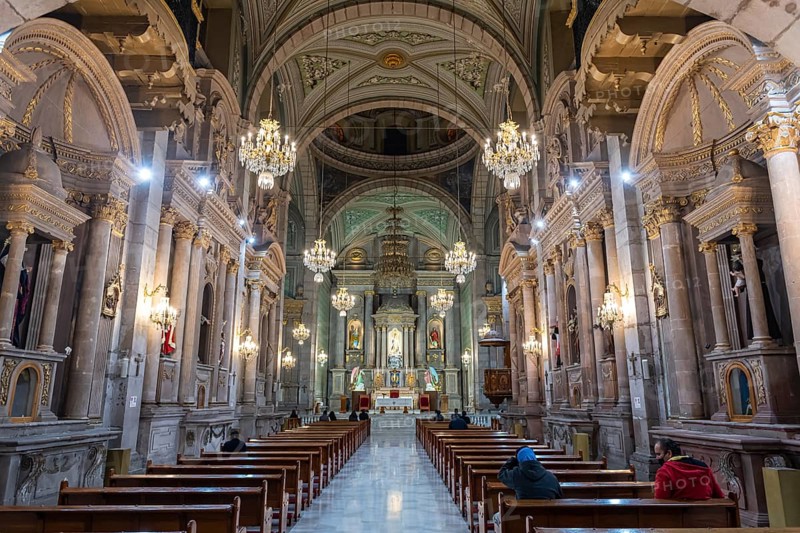 Interior of the Templo de San Francisco, Unesco site Queretaro