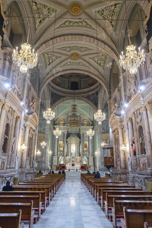 Interior of the Templo de San Francisco, Unesco site Queretaro