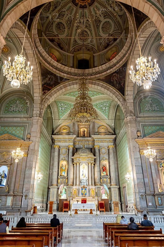 Interior of the Templo de San Francisco, Unesco site Queretaro