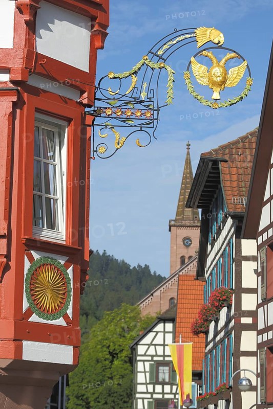 Nose sign on the half-timbered house Herrenherberg in main street, Schiltach