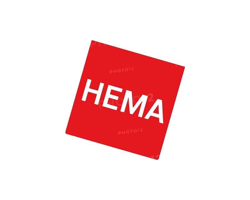 HEMA store, rotated logo