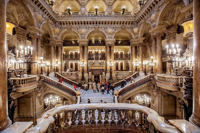 Staircase in the Opera Garnier at the Palais Garnier, Paris