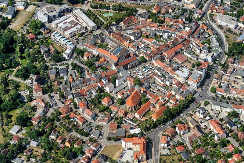 Aerial view of Senftenberg, city