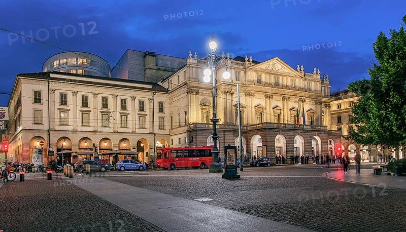 Milan's Scala, Teatro alla Scala at Piazza della Scala at dusk
