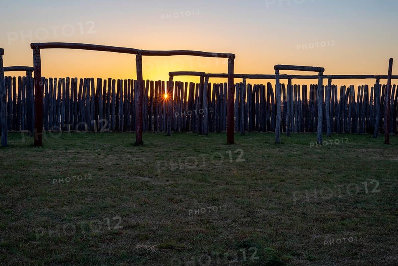 Sunrise at the Poemmelte ring sanctuary, prehistoric circular ditch