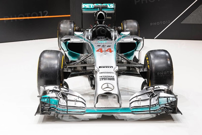 Historic F1 Formula 1 Mercedes W08 Silver Arrow AMG Petronas Motorsport racing car of Lewis Hamilton, Messe Techno Classica