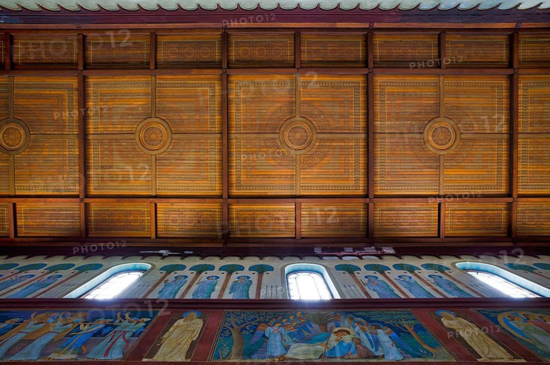 Wooden ceiling of the abbey church, St. Hildegard Abbey