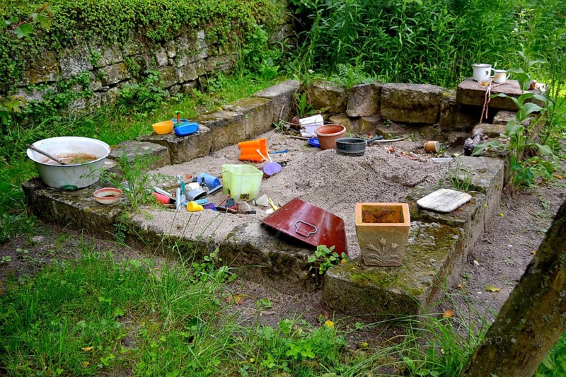 Nature garden with sandpit
