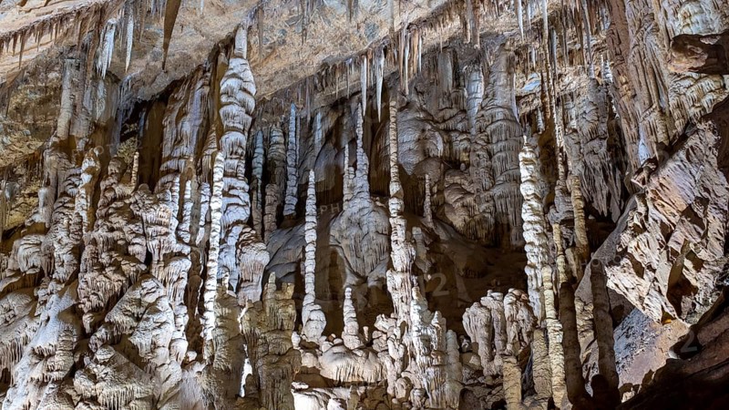 Stalactites in the Katerloch stalactite cave