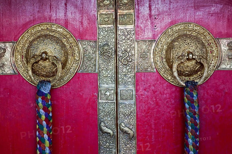 Door handles on gates of Ki monastry. Spiti Valley