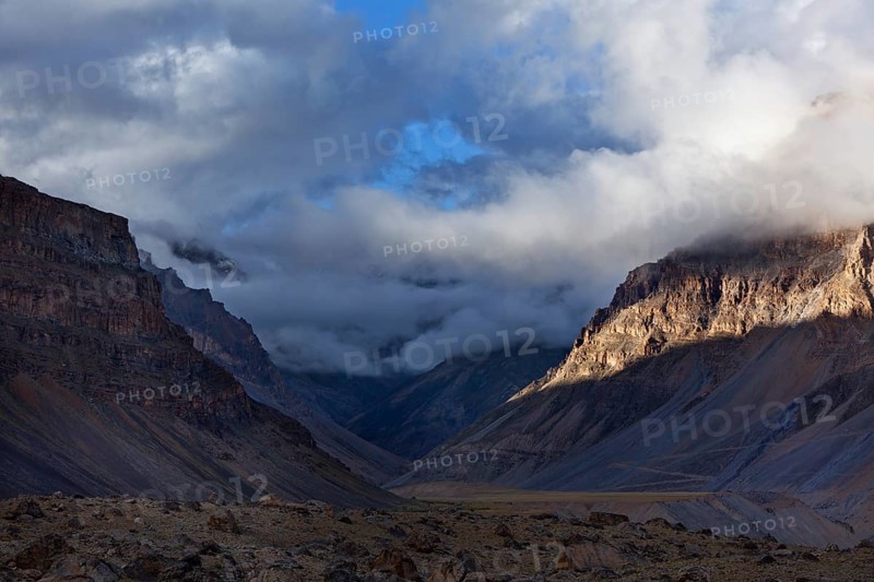 Sunset in Himalayas. Spiti Valley