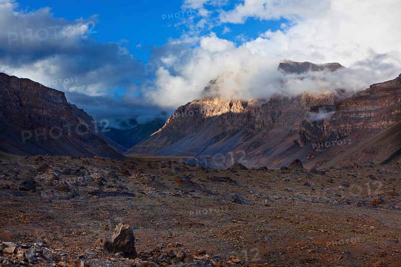 Sunset in Himalayas. Spiti Valley