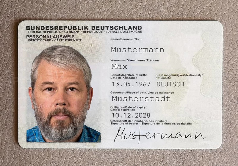 Identity card man 55 years old