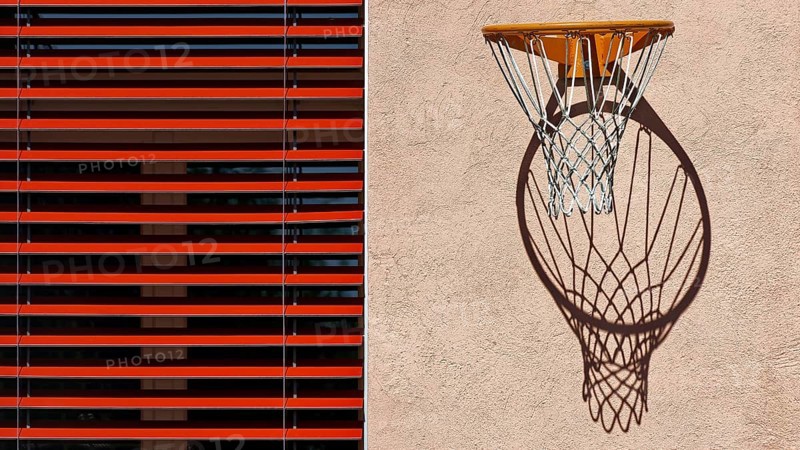 Basketball hoop with long shadow